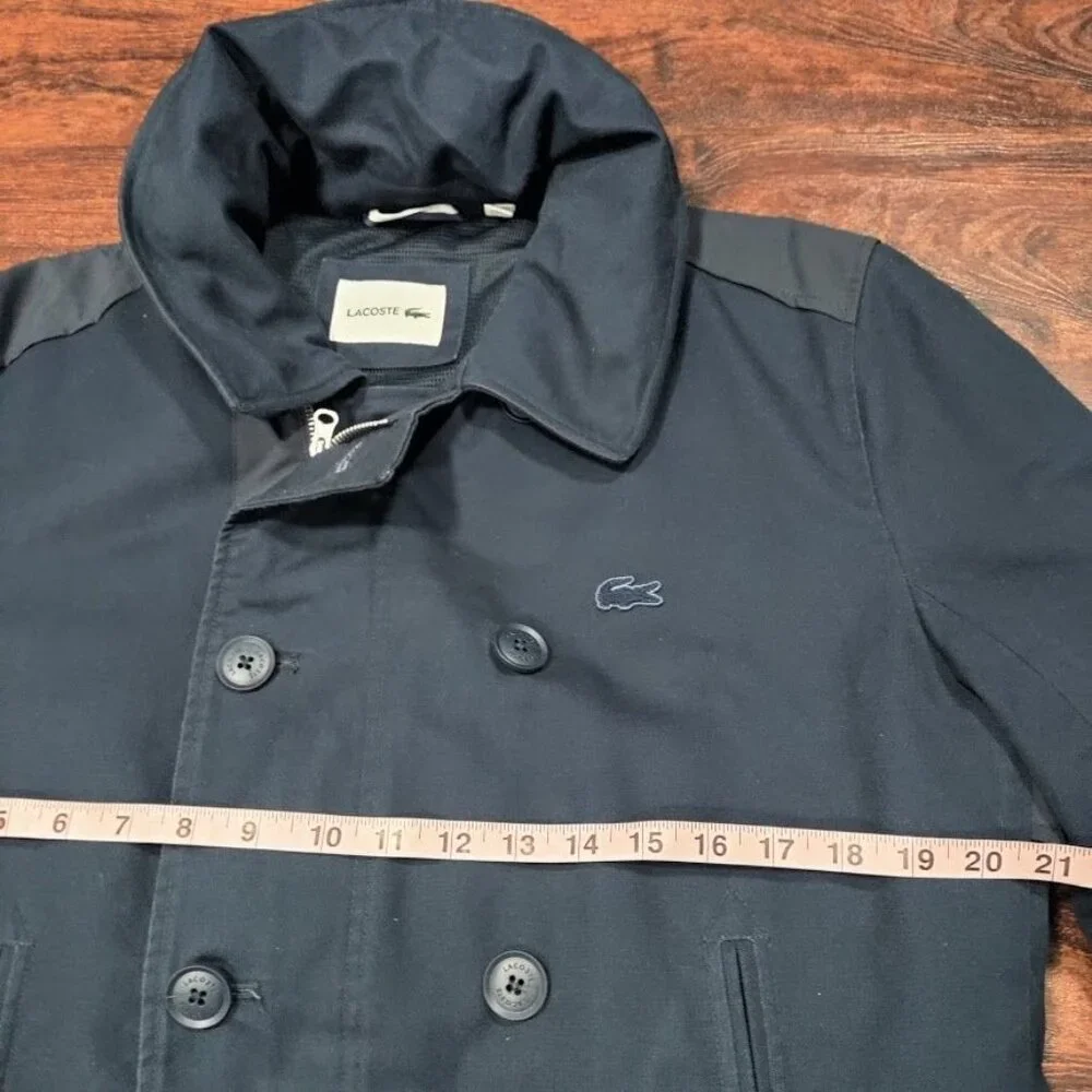 Lacoste Mens Blue Repellant Over Coat  Zip Away Hood BH1525 XL - Picture 7 of 16